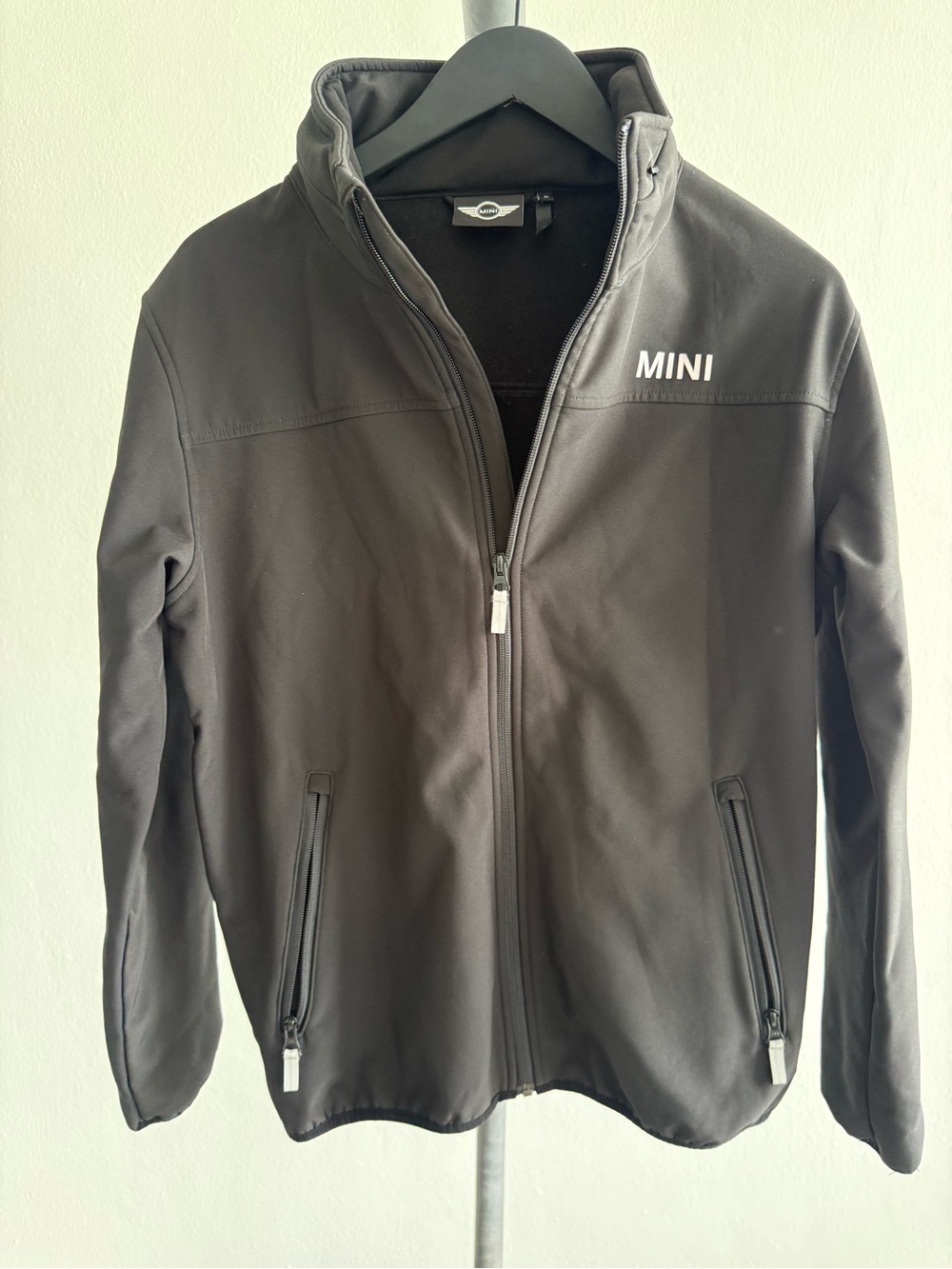 MINI Cooper Softshell Jacket Men M Black Full Zip Logo Fleece Lined
